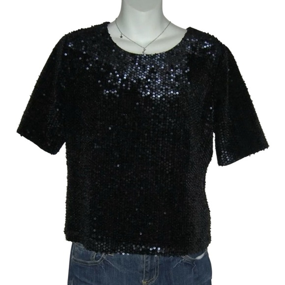 Ann Taylor Blouse Sequin Glam Art Deco Evening Party Shirt Business Work Preppy - Picture 1 of 9